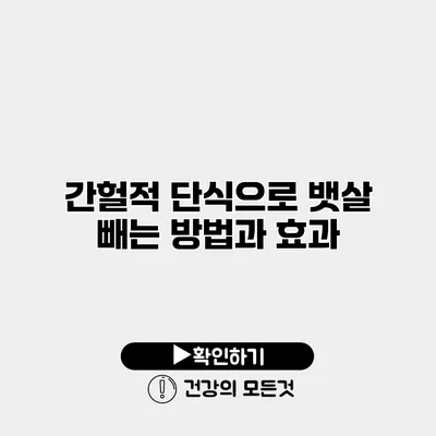 간헐적 단식으로 뱃살 빼는 방법과 효과
