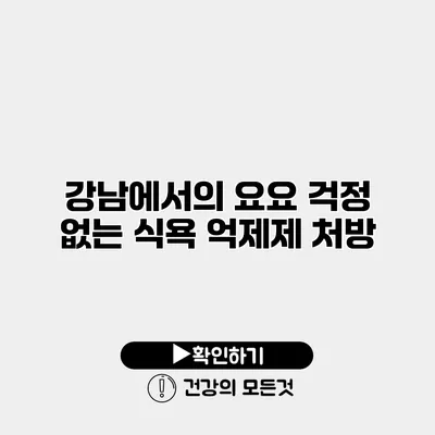 강남에서의 요요 걱정 없는 식욕 억제제 처방