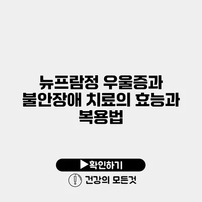 뉴프람정 우울증과 불안장애 치료의 효능과 복용법
