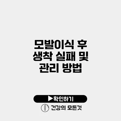 모발이식 후 생착 실패 및 관리 방법