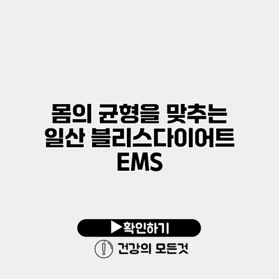 몸의 균형을 맞추는 일산 블리스다이어트 EMS