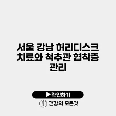 서울 강남 허리디스크 치료와 척추관 협착증 관리