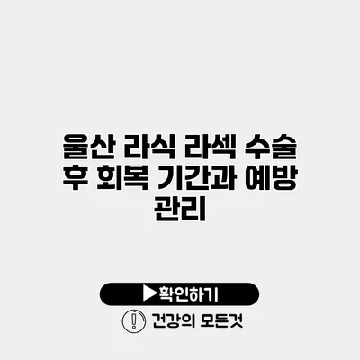 울산 라식 라섹 수술 후 회복 기간과 예방 관리
