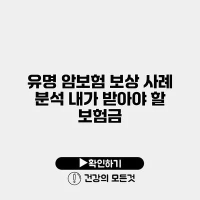 유명 암보험 보상 사례 분석 내가 받아야 할 보험금
