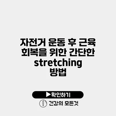 자전거 운동 후 근육 회복을 위한 간단한 stretching 방법