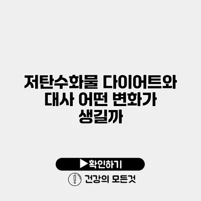 저탄수화물 다이어트와 대사 어떤 변화가 생길까?