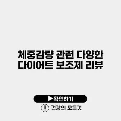 체중감량 관련 다양한 다이어트 보조제 리뷰
