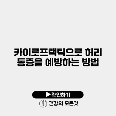 카이로프랙틱으로 허리 통증을 예방하는 방법