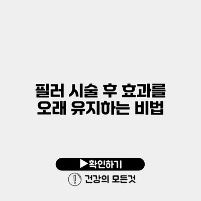 필러 시술 후 효과를 오래 유지하는 비법