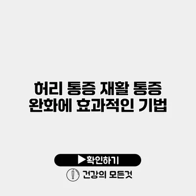 허리 통증 재활 통증 완화에 효과적인 기법