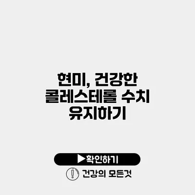 현미, 건강한 콜레스테롤 수치 유지하기