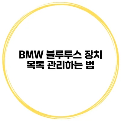 BMW 블루투스 장치 목록 관리하는 법