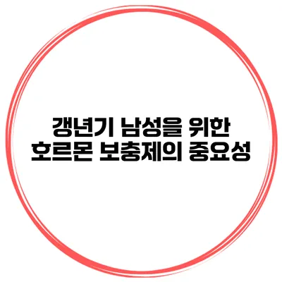 갱년기 남성을 위한 호르몬 보충제의 중요성
