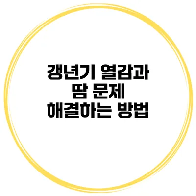 갱년기 열감과 땀 문제 해결하는 방법