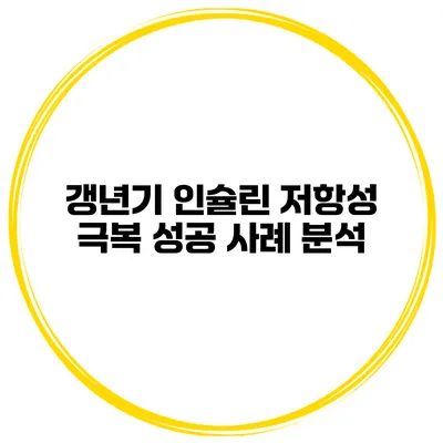 갱년기 인슐린 저항성 극복: 성공 사례 분석