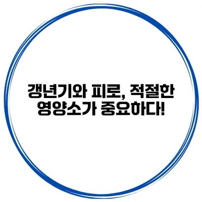 갱년기와 피로, 적절한 영양소가 중요하다!