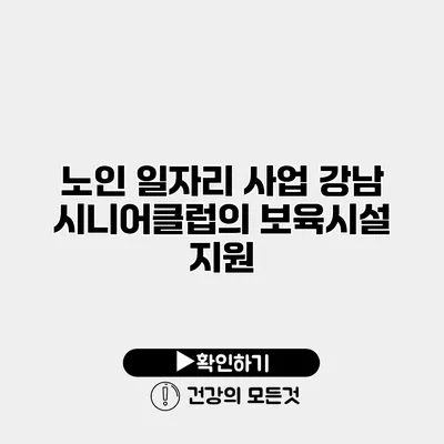 노인 일자리 사업 강남 시니어클럽의 보육시설 지원