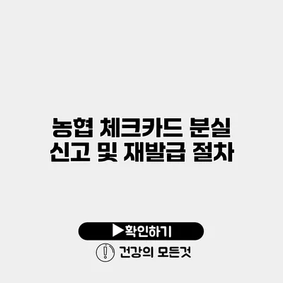 농협 체크카드 분실 신고 및 재발급 절차