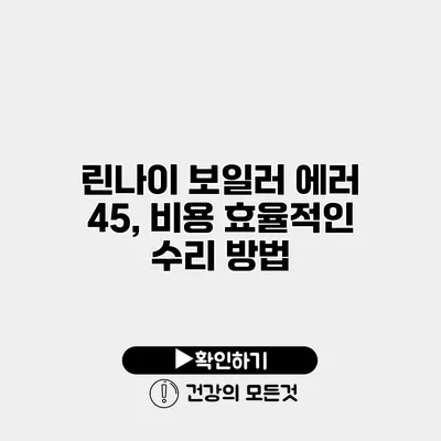 린나이 보일러 에러 45, 비용 효율적인 수리 방법