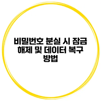 비밀번호 분실 시 잠금 해제 및 데이터 복구 방법