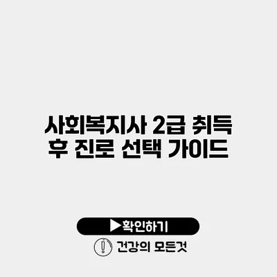 사회복지사 2급 취득 후 진로 선택 가이드
