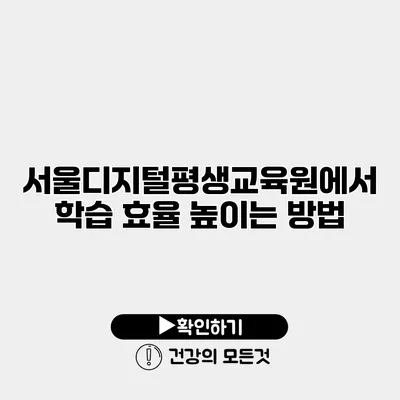서울디지털평생교육원에서 학습 효율 높이는 방법