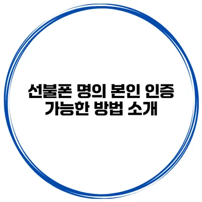 선불폰 명의 본인 인증 가능한 방법 소개