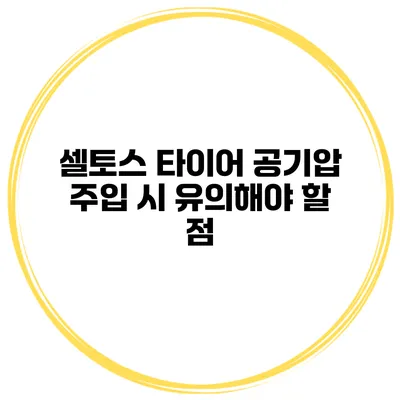 셀토스 타이어 공기압 주입 시 유의해야 할 점