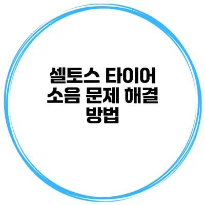 셀토스 타이어 소음 문제 해결 방법