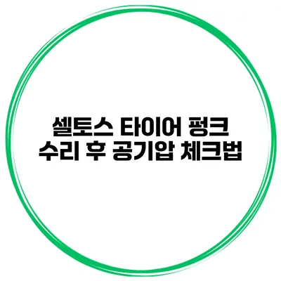 셀토스 타이어 펑크 수리 후 공기압 체크법