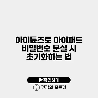 아이튠즈로 아이패드 비밀번호 분실 시 초기화하는 법