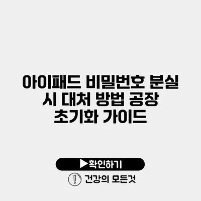 아이패드 비밀번호 분실 시 대처 방법 공장 초기화 가이드