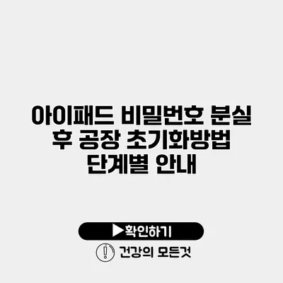 아이패드 비밀번호 분실 후 공장 초기화방법 단계별 안내