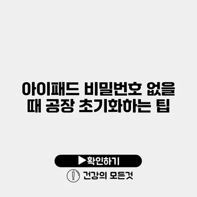 아이패드 비밀번호 없을 때 공장 초기화하는 팁