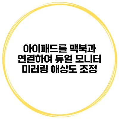 아이패드를 맥북과 연결하여 듀얼 모니터 미러링 해상도 조정