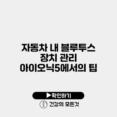 자동차 내 블루투스 장치 관리 아이오닉5에서의 팁