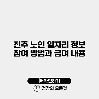 진주 노인 일자리 정보 참여 방법과 급여 내용