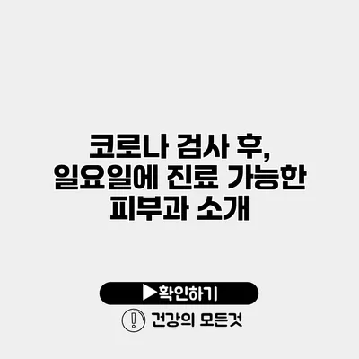 코로나 검사 후, 일요일에 진료 가능한 피부과 소개