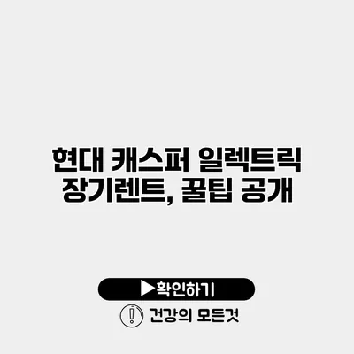 현대 캐스퍼 일렉트릭 장기렌트, 꿀팁 공개